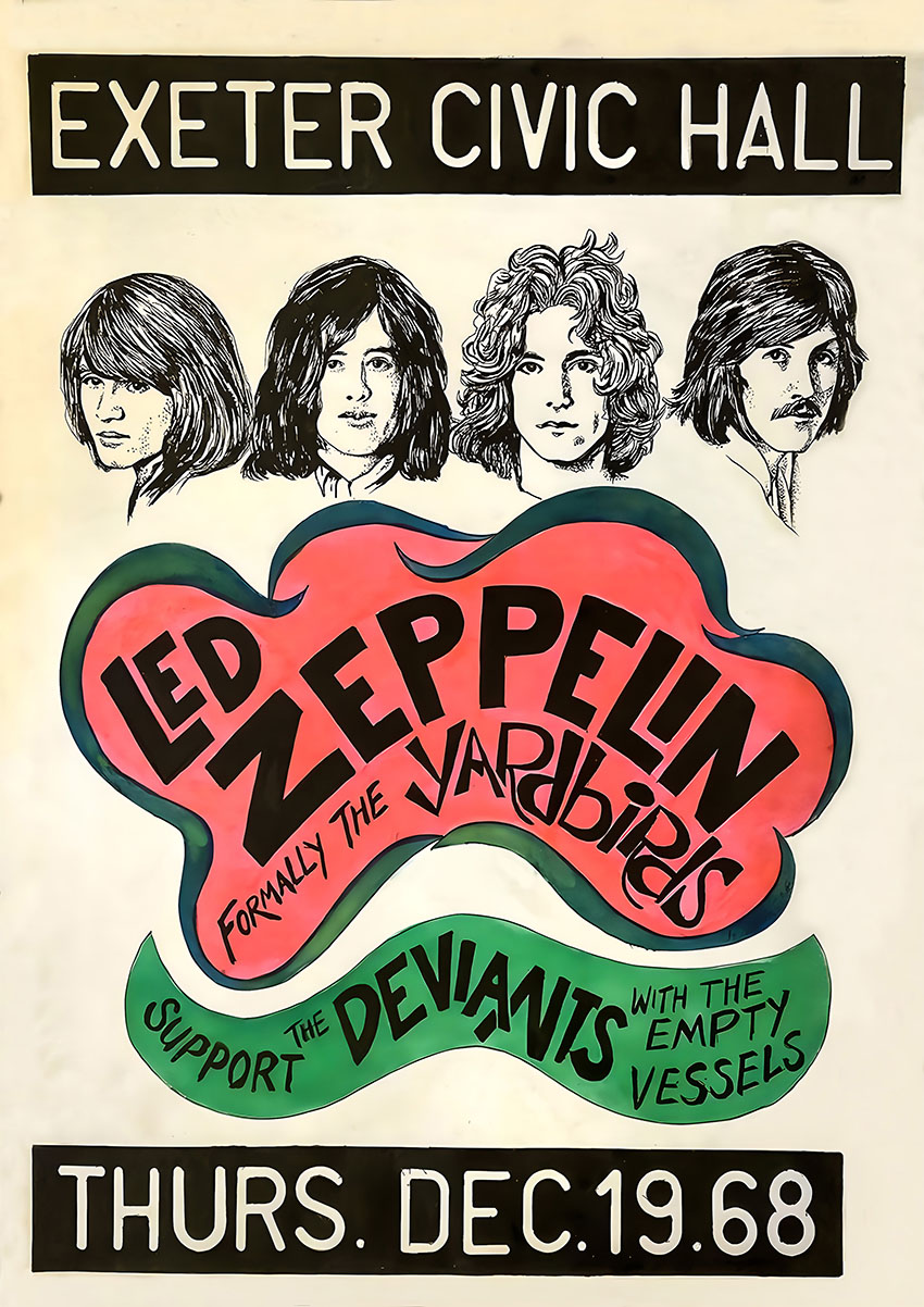 Led Zeppelin Exeter 1968 Concert Poster Canvas Print & Poster - AI PRINT LAB